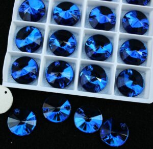 Capri Blue színű kör alakú kristály