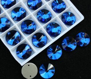 Capri Blue színű kör alakú kristály