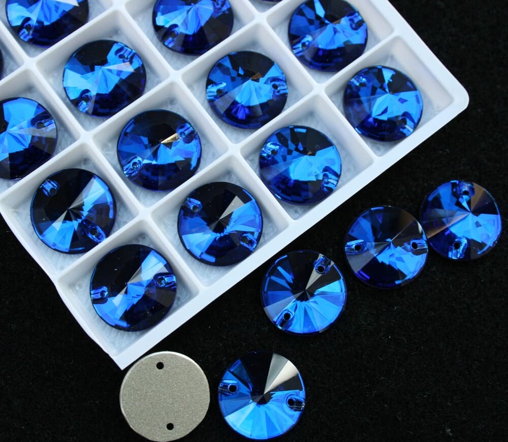 Capri Blue színű kör alakú kristály