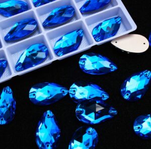 Capri Blue színű csepp alakú kristály