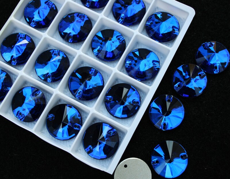 Capri Blue színű kör alakú kristály