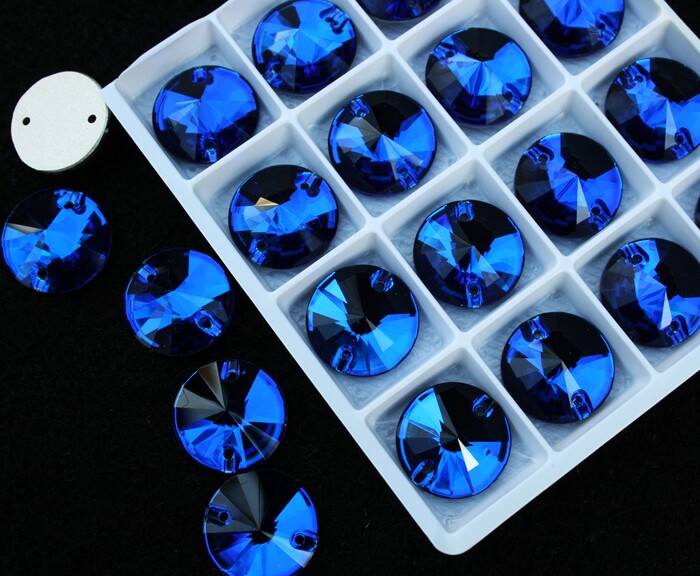 Capri Blue színű kör alakú kristály