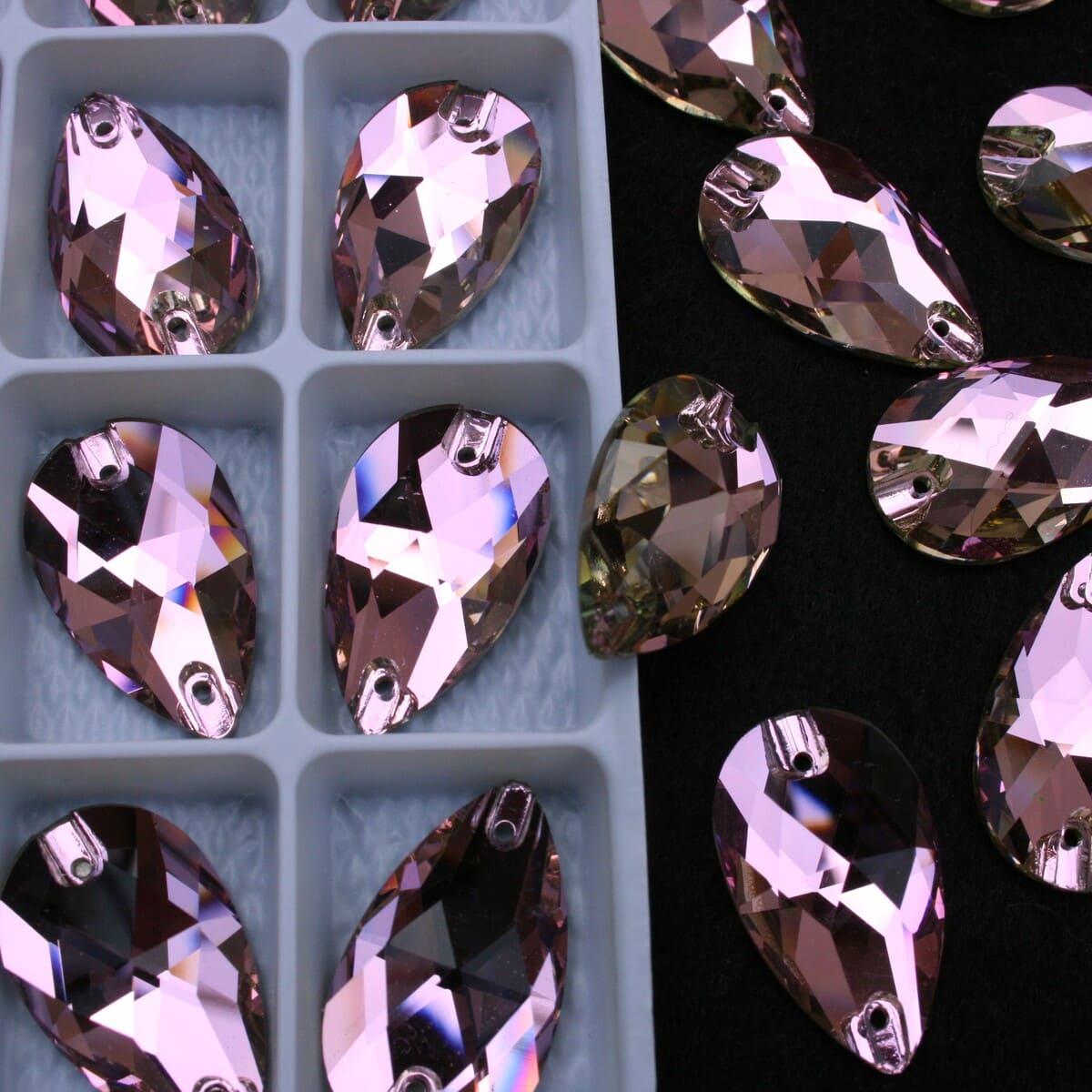 Light Rose színű csepp alakú kristály