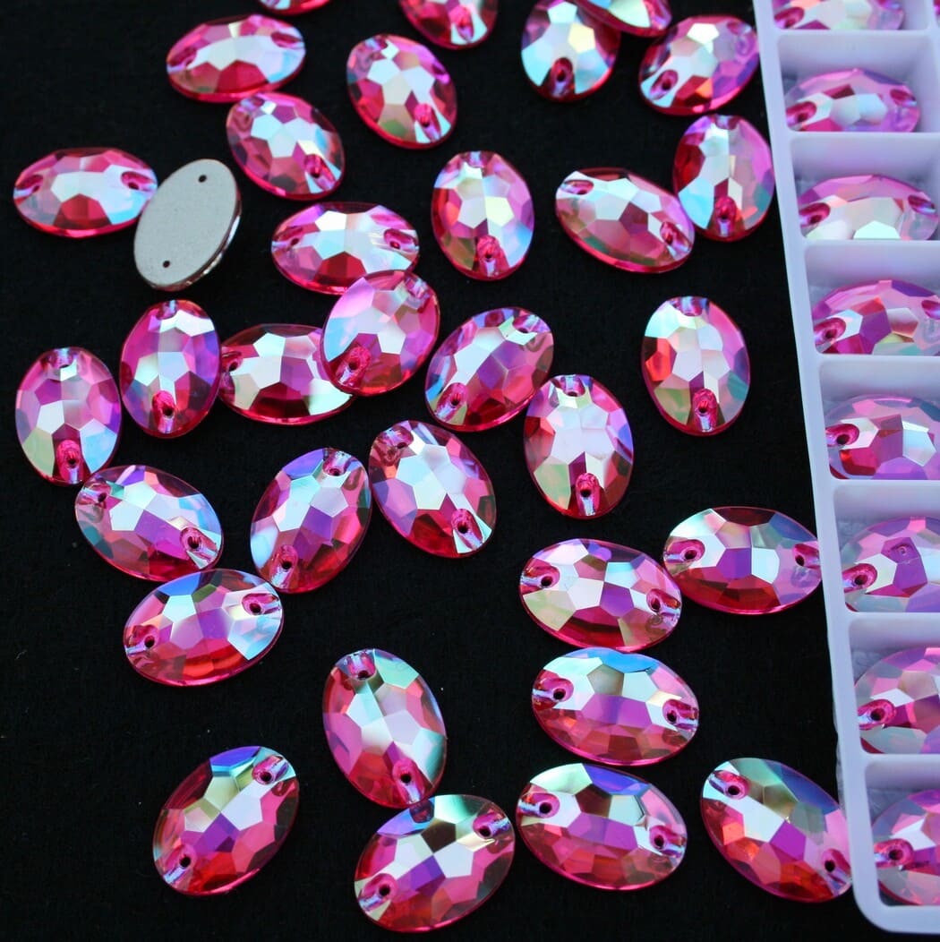 Rose AB színű ovális alakú kristály