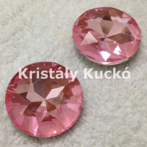 Light Rose színű kör alakú foglalatos kristály