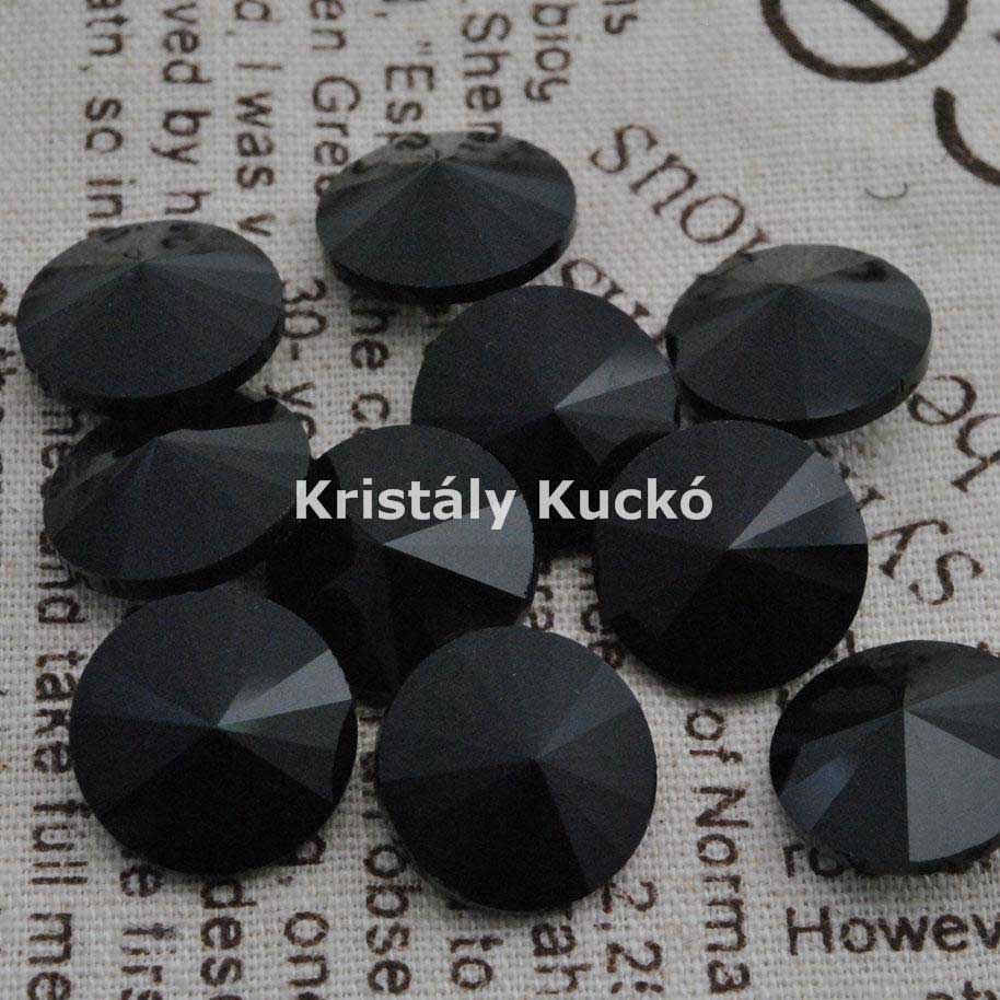 Jet Black színű kör alakú foglalatos kristály