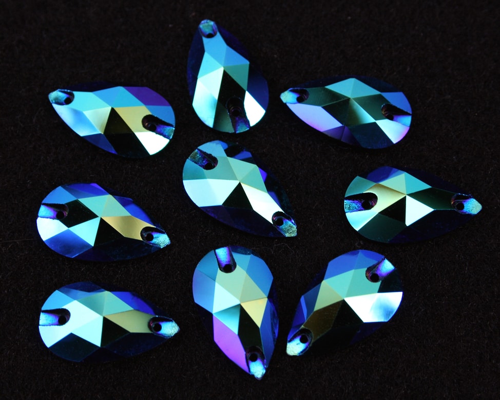 Jet Black AB színű csepp alakú kristály