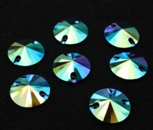 Jet Black AB színű kör alakú kristály