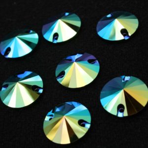 Jet Black AB színű kör alakú kristály