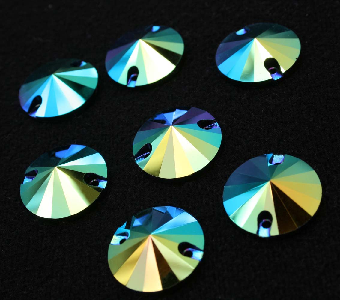 Jet Black AB színű kör alakú kristály