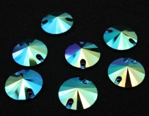 Jet Black AB színű kör alakú kristály