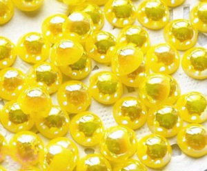 Sárga AB kerámia félgyöngy