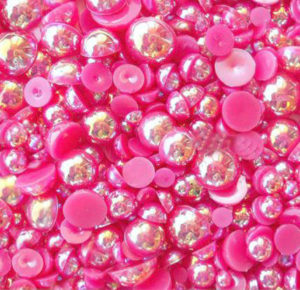 Sötét rózsaszín AB műanyag félgyöngy