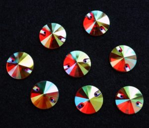 Siam AB színű kör alakú kristály