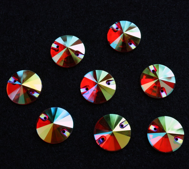 Siam AB színű kör alakú kristály