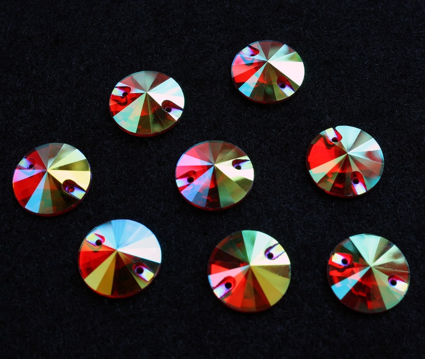 Siam AB színű kör alakú kristály