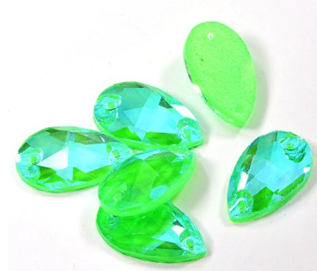 Neon Green AB színű csepp alakú kristály
