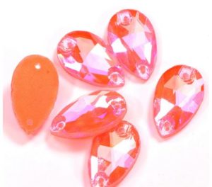 Neon Dark Orange AB színű csepp alakú kristály