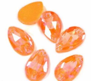 Neon Orange AB színű csepp alakú kristály