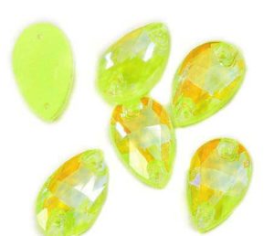 Neon Yellow AB színű csepp alakú kristály