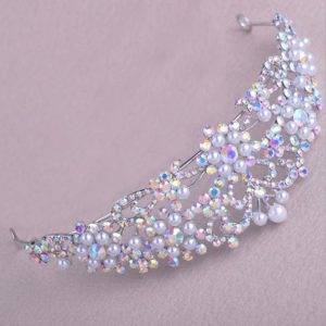 Gyöngyös tiara színjátszós kristálykövekkel
