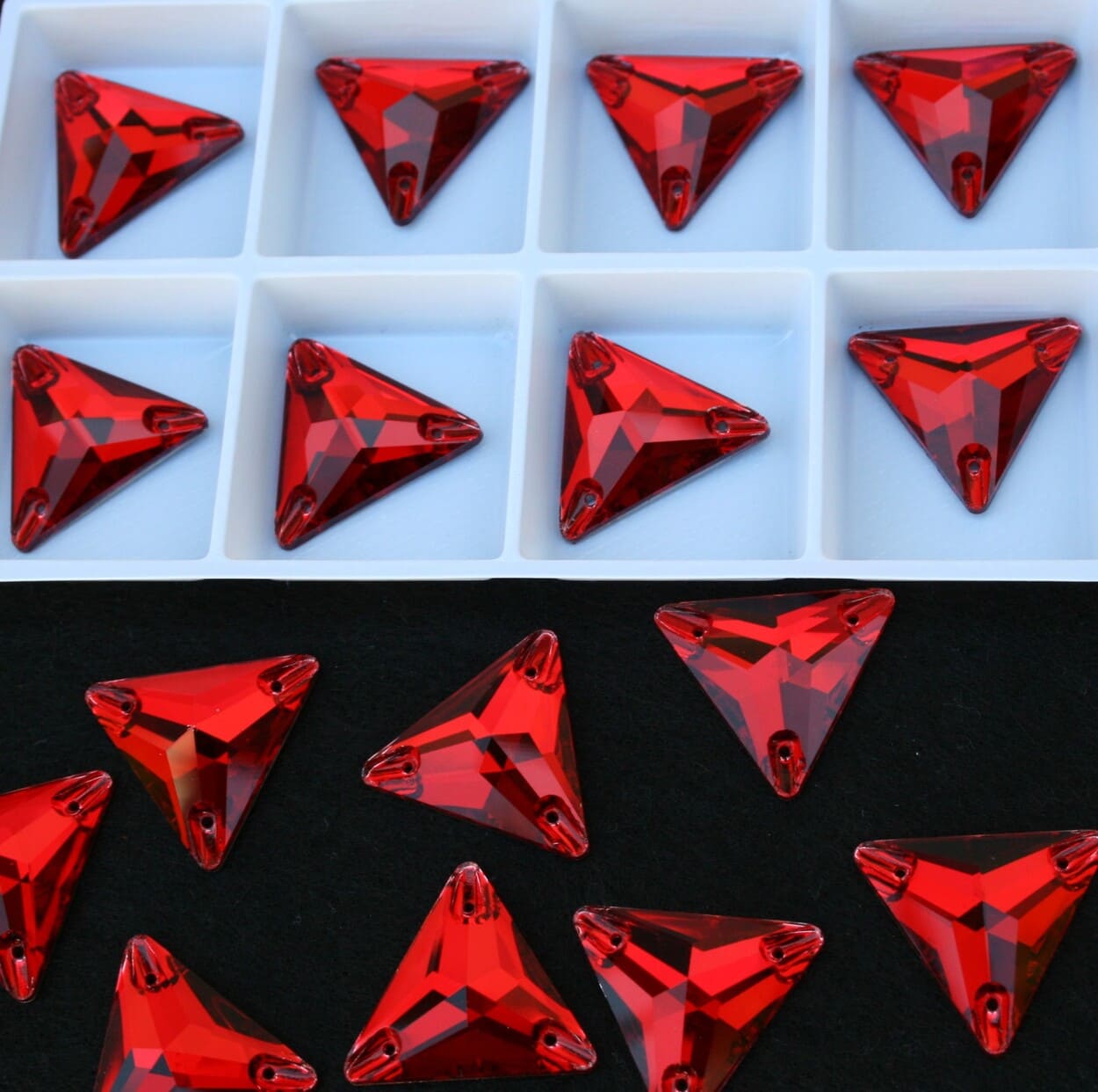 Siam színű háromszög alakú kristály