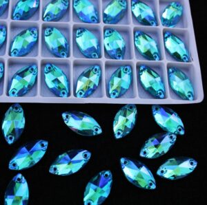 Aquamarine AB színű zabszem alakú kristály