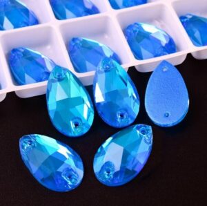 Neon Blue AB színű csepp alakú kristály