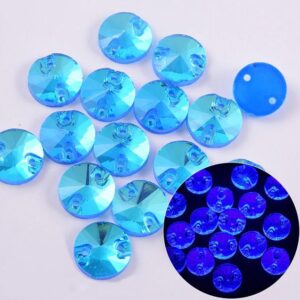 Neon Blue AB színű kör alakú kristály