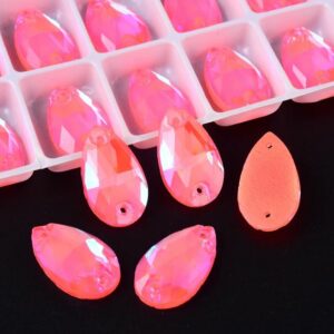 Neon Dark Orange AB színű csepp alakú kristály