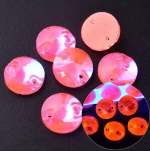 Neon Dark Orange AB színű kör alakú kristály