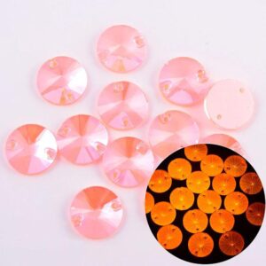 Neon Orange AB színű kör alakú kristály