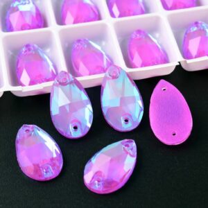Neon Purple AB színű csepp alakú kristály