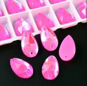 Neon Rose AB színű csepp alakú kristály