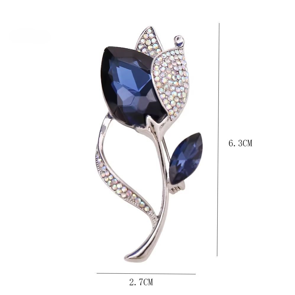 Tulipán bross kristálykövekkel - 439