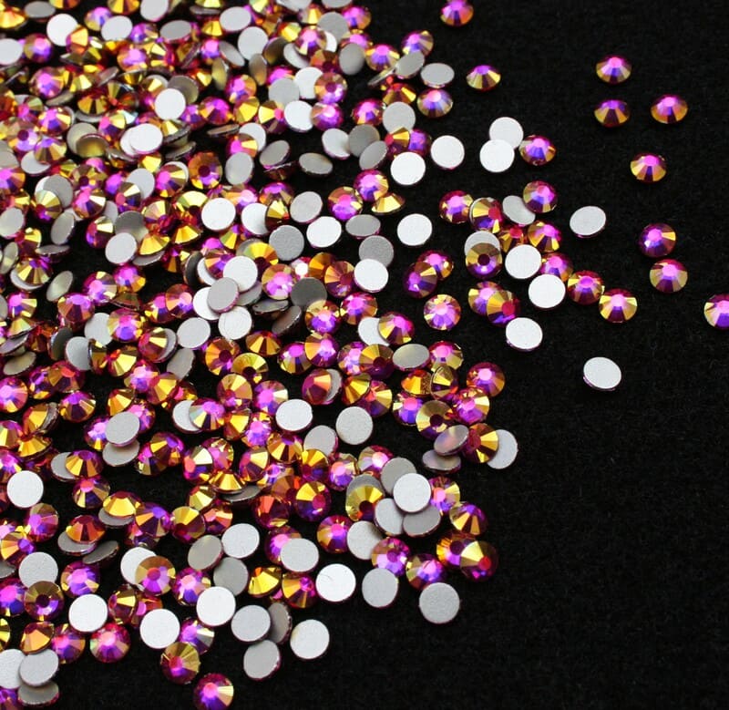 Pink AB színű ragasztható kristálykő