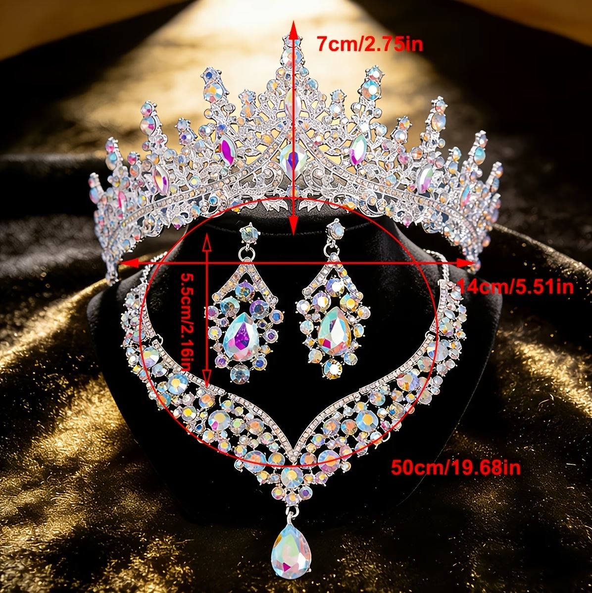 Menyasszonyi tiara szett Crystal AB színben