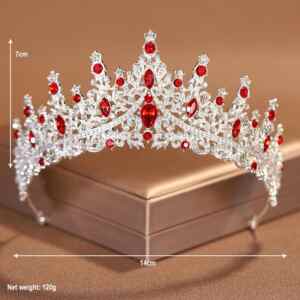 Piros tiara kristálykövekkel