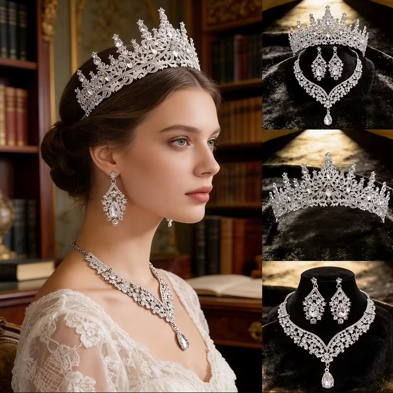 Menyasszonyi tiara szett Crystal sz&iacute;nben